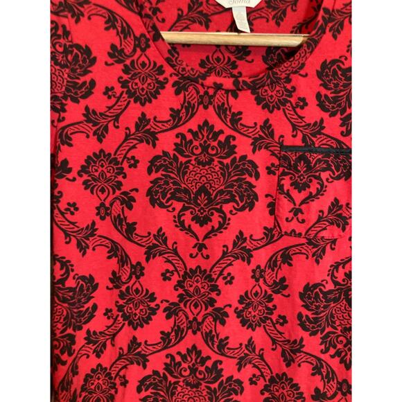 Soma Nightgown Womens Medium Red Jacquard Print Cotton Modal Stretch Pajamas - Picture 3 of 13